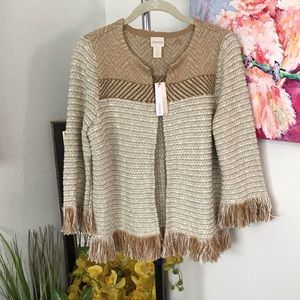 Chico’s Fringe Poppy Cardigan Size 1 NWT